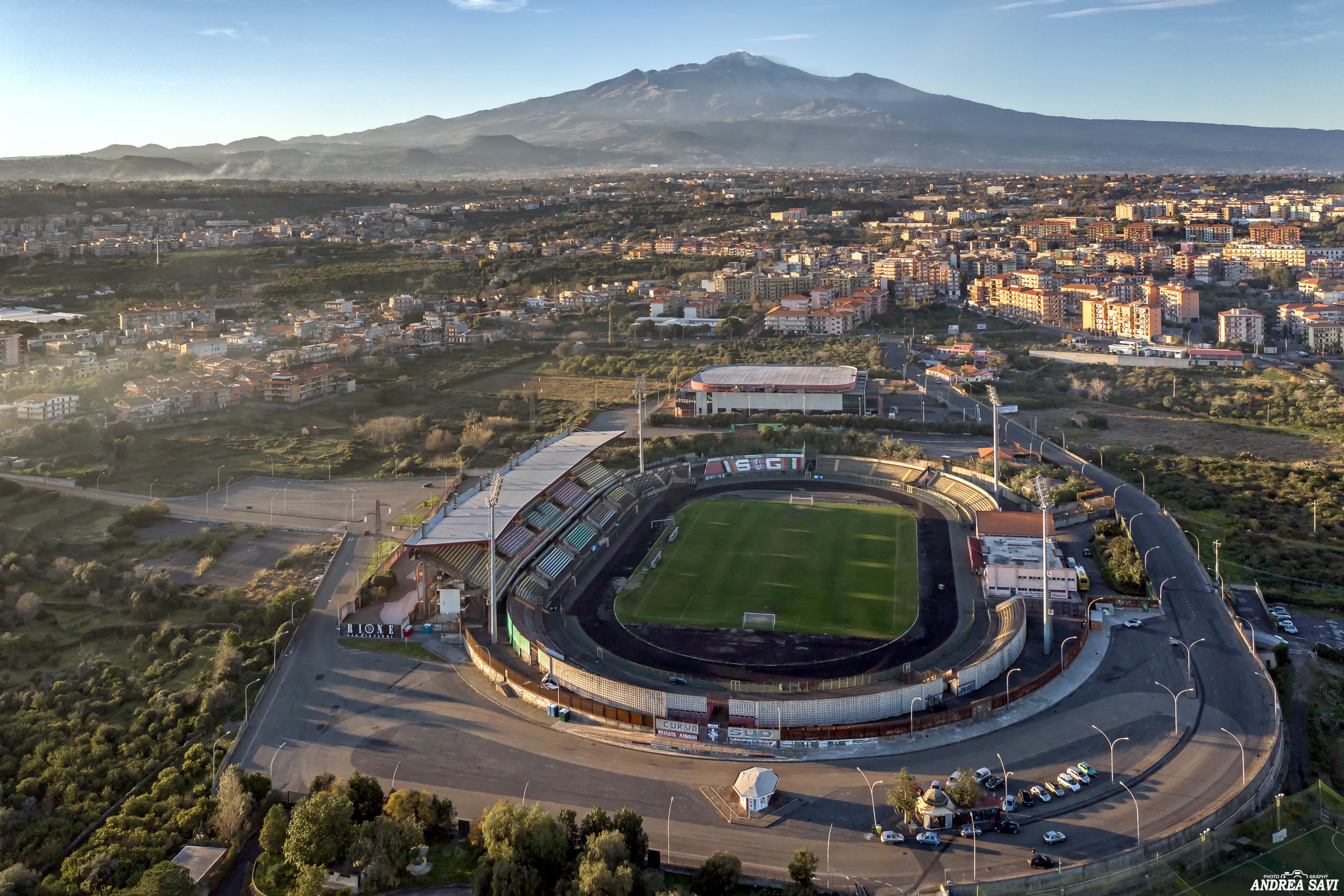 Vista aerea dello Stadio Aci e Galatea